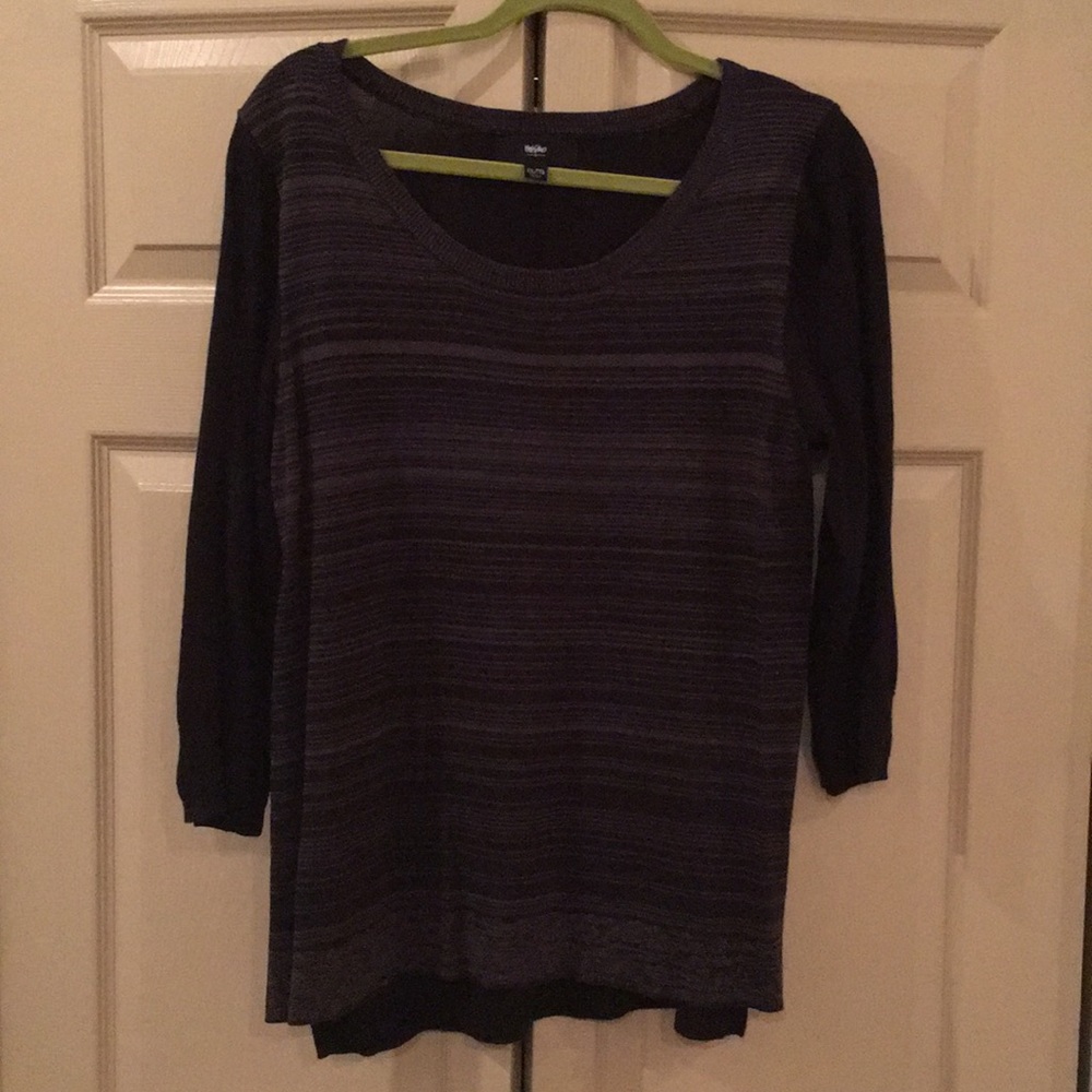 3/4 Sleeve Gray and Black striped sweater